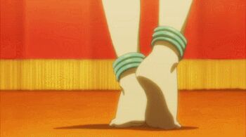 1girl 6+boys animated animated_gif ass barefoot bikini blonde_hair bouncing_breasts bracelet breasts butt_crack cleavage dancing fairy_tail fairy_tail:_dragon_cry feet floral_pattern harem_outfit jewelry large_breasts loincloth lowres lucy_heartfilia multiple_boys stage swimsuit twintails wide_hips
