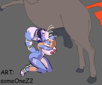 1boy 1girl animal_penis animated artist_request bestiality breasts fellatio hetero horse horse_penis irrumatio krystal nintendo nipples non-web_source nude oral penis precum star_fox tagme testicles uncensored