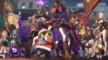 >_< +_+ 1boy 6+girls ^^^ absurdres ahoge alice_thymefield ammunition animal animal_ear_fluff animal_ears animal_feet animal_on_back animal_on_head armlet arms_behind_back asymmetrical_gloves bangboo_(zenless_zone_zero) bare_shoulders belion_(zenless_zone_zero) bell belle_(delicate_sunlight)_(zenless_zone_zero) belle_(zenless_zone_zero) bird bird_on_head black_bird black_hair black_hat black_horns black_unitard blonde_hair blue_eyes blue_hair blush boots box braid braided_twintails breasts brown_boots capelet cardigan carrot chest_bow china_dress chinese_clothes christmas christmas_lights christmas_ornaments cleavage closed_mouth clothing_cutout clover clover_hair_ornament colored_inner_hair commentary_request corded_phone covering_own_mouth crossed_bangs curled_horns dialyn_(zenless_zone_zero) dog_boy dog_ears dress dress_over_shirt droopy_ears eating elbow_gloves eous_(zenless_zone_zero) ethereal_(zenless_zone_zero) fake_antlers fingerless_gloves flower_hairpin fur-trimmed_capelet fur-trimmed_headwear fur_trim furry furry_female gift gift_box gloves goat_ears goat_girl goat_horns green_eyes green_shirt green_skirt hair_between_eyes hair_extensions hair_ornament hairband hands_on_own_knees hat heterochromia highres holding holding_bell holding_carrot holding_gift holding_lantern holding_sack hood hooded_capelet horns jacket jewelry ju_fufu kamanosuke_(zenless_zone_zero) komano_manato lantern large_breasts leaning_forward leg_tattoo letter_hair_ornament long_hair looking_at_another low_twintails lucia_elowen magus_(zenless_zone_zero) mismatched_gloves multicolored_hair multiple_girls multiple_scars muscular muscular_male necktie official_alternate_costume on_head one_eye_closed open_mouth orange_dress orange_hair orange_pupils orphie_magnusson outdoors overtimeboo_(zenless_zone_zero) pantyhose pectorals phone pink_cardigan pink_fur pink_hair pointy_ears pom_pom_(clothes) rabbit_ears rabbit_girl rabbit_tail red_capelet red_hair red_hat ring_hair_extensions sack santa_costume santa_hat scar scar_across_eye scar_on_chest scar_on_face seed_(zenless_zone_zero) shirasuke_0822 shirt short_hair silver_armlet single_fingerless_glove single_hair_intake single_thighhigh sitting skirt sparkling_eyes sphere_hair_ornament spiked_jacket standing stirrup_legwear striped_fur striped_hair suction_cups tail tassel tattoo tentacle_girl tentacle_tail tentacles thigh_cutout thigh_strap thighhighs tiger_ears tiger_girl tiger_stripes toeless_legwear twintails ukinami_yuzuha uneven_gloves white_dress white_gloves white_hair white_hairband white_pantyhose white_shirt white_thighhighs ye_shunguang yellow_eyes yellow_gloves yellow_jacket yellow_necktie yidhari_murphy yin_yang_pin yixuan_(zenless_zone_zero) zenless_zone_zero zhao_(zenless_zone_zero) zipper_dress