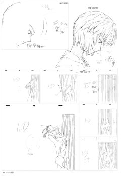 2girls absurdres ass ayanami_rei curtains evangelion:_2.0_you_can_(not)_advance hairpods highres multiple_girls neon_genesis_evangelion non-web_source official_art rebuild_of_evangelion souryuu_asuka_langley storyboard