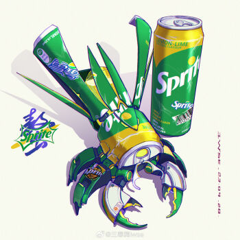 artist_name barcode can chromatic_aberration dated drink_can english_text highres iwse_zhang logo mechanization mixed-language_text national_basketball_association no_humans non-humanoid_robot original robot robot_animal signature simple_background soda_can sticker translation_request watermark weibo_username weibo_watermark white_background