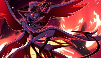 Rule 34 | 1boy, absurdres, angel, angel wings, blonde hair, chandllucky, commentary request, demon boy, demon horns, formal clothes, hair slicked back, hashtag-only commentary, hazbin hotel, hellaverse, highres, horns, lucifer morningstar (hazbin hotel), male focus, multiple wings, seraph, sharp teeth, slit pupils, solo, suit, teeth, wings