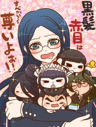 Rule 34 | 3boys, 3girls, :&lt;, aqua eyes, armband, arms on head, black-framed eyewear, black eyes, black hair, black jacket, black necktie, blazer, blue hair, bow, brown jacket, brown pants, brown suit, bug, butterfly, buttons, celestia ludenberg, chibi, collared jacket, collared shirt, commentary request, cross-laced clothes, cross-laced sleeves, danganronpa: trigger happy havoc, danganronpa (series), danganronpa 2: goodbye despair, danganronpa v3: killing harmony, drill hair, expressionless, eyelashes, floral background, formal, frilled hairband, frilled sleeves, frills, frown, furrowed brow, glasses, gokuhara gonta, green hair, green necktie, hair between eyes, hair bow, hair ornament, hairband, hairclip, hand on own chin, harukawa maki, holding chibi, hug, infinity symbol, insect, insect cage, ishimaru kiyotaka, jacket, kamukura izuru, lapels, layered sleeves, light blush, lolita hairband, long hair, long sleeves, mole, mole under eye, multiple boys, multiple girls, necktie, notched lapels, pale skin, pants, pink background, planet earrings, pointing, pointing at viewer, reaching, red armband, red shirt, round eyewear, shirogane tsumugi, shirt, short hair, simple background, sleeve bow, solid oval eyes, sparkle, spiked hair, suit, thick eyebrows, translation request, twin drills, twintails, upper body, very long hair, white bow, white hairband, white jacket, white shirt, yellow butterfly, yumaru (marumarumaru)