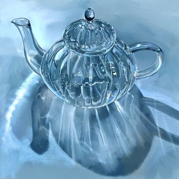 commentary_request glass_teapot no_humans object_focus original realistic shadow teapot yasuta_kaii32i