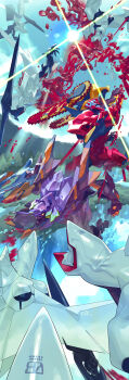 absurdres blood blood_splatter eva_01 eva_02 extra_eyes giant highres inaki_shinrou mass_production_eva neon_genesis_evangelion sunlight