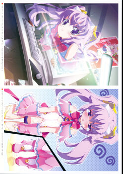 @_(symbol) absurdres between_legs blood_tune blush bow bowtie capelet chaos;head chaos;head_love_chu_chu! check_rating clothing_cutout computer_keyboard computer_mouse crying crying_with_eyes_open embarrassed erin-fray_orgel exif_rotation figure fingerless_gloves fingernails flat_chest frilled_capelet frilled_gloves frilled_skirt frills gloves hair_ornament hair_over_face hand_between_legs highres jewelry long_hair looking_at_viewer magical_girl matsuo_yukihiro monitor mousepad_(object) navel non-web_source off-shoulder_capelet official_art open_mouth panties pee pee_puddle pee_stain peeing peeing_self poster_(object) pout puddle purple_eyes purple_hair red_bow ribbon science_adventure seira_orgel skirt stained_panties stomach_cutout streaming_tears tearing_up tears thighhighs through_medium through_screen trembling triangle_mouth twintails underwear wet wet_clothes wet_panties white_thighhighs