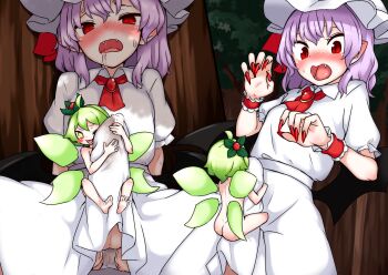 1futa 1girl ;p aroused ass assertive_female back bat_wings blue_hair blush blush_stickers bulge character_request collared_dress cum cum_in_clothes cum_on_clothes cum_through_clothes dress drooling erection erection_under_clothes fairy fairy_wings fang fangs feet femdom fingernails futanari hair_ornament hair_ribbon hat highres hug kameyan koonago large_penis long_fingernails looking_at_viewer looking_down mini_person minigirl mob_cap multiple_views one_eye_closed open_mouth outdoors panties penis pointy_ears precum red_eyes remilia_scarlet ribbon rubbing saliva short_hair skirt smile spread_legs standing sweat sweatdrop teeth testicles toes tongue tongue_out touhou tree under_tree underwear wet white_panties wings wrist_cuffs yellow_eyes