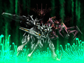 bad_id banpresto claws dark highres mecha no_humans raftclans robot super_robot_wars super_robot_wars_j super_robot_wars_judgement sword tro wallpaper weapon