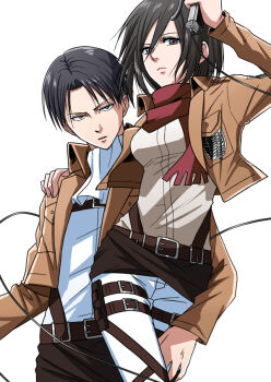1boy 1girl affair ascot bad_tag belt betrayal black_eyes black_hair brown_eyes cheating_(relationship) disgrace disgust expressionless hand_on_leg hand_on_shoulder incest incestuous incestus infidelity insignia levi_(shingeki_no_kyojin) llmonakall mikasa_ackerman military military_uniform netorare netorase out_of_character samejima samejima_minoru shingeki_no_kyojin short_hair three-dimensional_maneuver_gear unfaithful