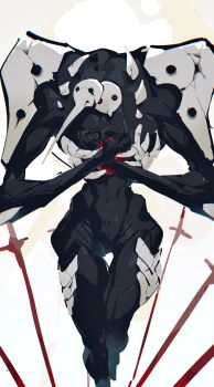Rule 34 | abstract background, absurdres, angel (evangelion), core, highres, looking at viewer, neon genesis evangelion, no humans, pipebomb (cracker68659106), red eyes, sachiel (evangelion), solo