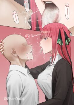 go-toubun_no_hanayome highres licking_nose nakano_nino saliva saliva_trail shan9uli4 smell tongue tongue_out