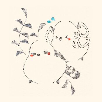 >_< animal_focus bird flying_sweatdrops highres jitome long-tailed_tit no_humans original plant tit_(bird) touko_(nagomino) traditional_media