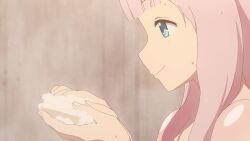 3girls animated ass bath bathing blonde_hair blue_eyes blush breast_press brown_hair convenient_censoring female_focus flashlight frottage fujiwara_chika hayasaka_ai highres imminent_kiss kaguya-sama_wa_kokurasetai_~tensai-tachi_no_renai_zunousen~ multiple_girls pink_hair red_eyes shinomiya_kaguya showering soap soap_bubbles sound video voice_actor water yuri