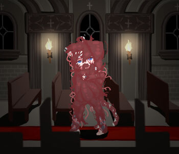 absurdres animal_ears cat_ears consensual_tentacles highres monster no_hear nun rape slime_(substance) spread_legs tentacle_hair tentacle_in_mouth tentacles torn_clothes