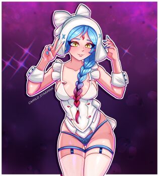 1girl absurdres blue_hair blue_nails braid breasts camilo_starman fire_emblem fire_emblem_fates highres lilith_(fire_emblem) medium_breasts multicolored_hair nintendo paid_reward_available red_hair yellow_eyes