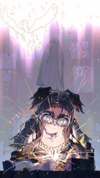 1girl animal_ears black_hair blue_archive blush dog_ears goggles hibiki_(blue_archive) paper smile solo tank_top ziid_(ziid69)