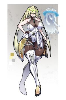 absurdres black_pantyhose blonde_hair breasts green_eyes highres large_breasts lusamine_(pokemon) mold_(pixiv6616319) nintendo pantyhose pokemon pokemon_sm thighs