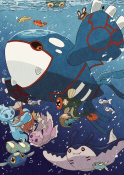 animal_focus antennae black_sclera chinchou colored_sclera commentary_request cross-shaped_pupils dedenne eel eelektrik frillish frillish_(female) frillish_(male) gen_1_pokemon gen_2_pokemon gen_3_pokemon gen_4_pokemon gen_5_pokemon gen_6_pokemon gen_7_pokemon highres kyogre legendary_pokemon magikarp manta_ray mantine munchlax nintendo no_humans omanyte pokemon pokemon_(creature) red_eyes remoraid symbol-shaped_pupils tatsugiri tatsugiri_(curly) tatsugiri_(stretchy) underwater whale wishiwashi wishiwashi_(solo) yellow_eyes zozozoshion