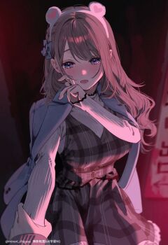 2girls animal_ear_hairband animal_ears blue_bow blue_eyes blue_jacket bow chigusa_minori commentary_request crying crying_with_eyes_open dress fake_animal_ears female_pov grey_dress grey_hair hair_bow hairband highres holding_another's_wrist jacket jacket_on_shoulders long_hair long_sleeves multiple_girls open_mouth pinafore_dress pov saotome_shino_(shino_to_ren) shino_to_ren shirayuki_ren shirt sleeveless sleeveless_dress solo_focus tears white_hairband white_shirt