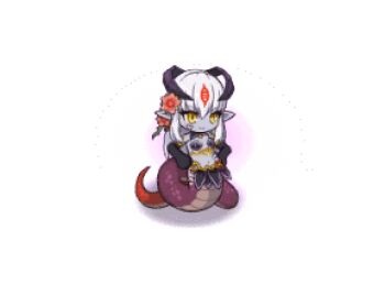 1girl aged_down alipheese_fateburn_xvi animated animated_png armor armored_skirt artist_request aura bikini_armor black_collar black_gloves blinking closed_mouth collar colored_skin dark_aura detached_collar earrings elbow_gloves eye_tattoo facial_tattoo flower full_body gloves hair_flower hair_ornament hair_tattoo hands_on_own_hips heart heart_tattoo horns jewelry lamia long_hair looping_animation lowres magic mon-musu_quest! mon-musu_quest:_paradox monster_girl monster_musume_td pointy_ears purple_skin scales shadow slit_pupils solo standing tattoo third-party_source transparent_background very_long_hair white_hair yellow_eyes