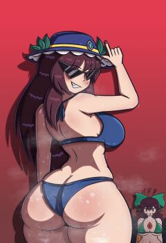 2girls absurdres ass bikini breasts butt_crack elfabienst gensokyo_odyssey highres huge_ass kakkoi_elbertson large_breasts looking_back multiple_girls navel reiuji_utsuho sunglasses swimsuit tagme touhou triangular_eyewear