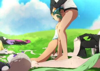 1boy 6+girls after_rape aftersex all_fours bare_shoulders black_dress blindfold blonde_hair blue_sky bottomless breasts carmilla_(re:zero) cloud commission cum cum_in_mouth cum_on_ass cum_on_body cum_on_clothes cum_on_feet cum_overflow daphne_(re:zero) dark-skinned_female dark_skin deepthroat dress echidna_(re:zero) facial fazekas fellatio flower_wreath from_side fucked_silly grass green_hair green_scarf grey_hair half-closed_eyes hand_on_own_ass hands_on_another&#039;s_head head_grab hetero highres irrumatio jacket loli long_hair long_sleeves lying medium_breasts minerva_(re:zero) multiple_girls natsuki_subaru on_back on_side on_stomach oral purple_hair rape re:zero_kara_hajimeru_isekai_seikatsu red_eyes scarf sekhmet_(re:zero) short_hair sky standing tongue tongue_out track_jacket typhon_(re:zero) very_long_hair white_hair witch