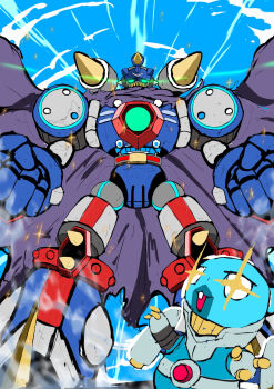 Rule 34 | cape, digimon, digimon (creature), espimon, highres, invisimon, mecha, robot, sparkle