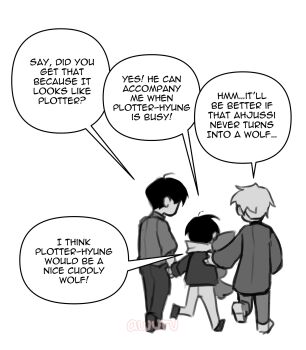 3boys absurdres areuwuu chibi chibi_only father_and_son full_body greyscale highres holding_hands hood hood_down hoodie jacket kim_dokja lee_hakhyun male_focus monochrome multiple_boys omniscient_reader&#039;s_viewpoint original short_hair speech_bubble talking walking