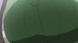 1girl animated anime_screenshot black_skirt breasts close-up coat crawling earrings glasses green_eyes green_sweater hasegawa_chisato highres jewelry lab_coat large_breasts long_hair looking_at_viewer miniskirt open_mouth red_glasses shinmai_maou_no_testament skirt smile sound sweater tagme video white_coat