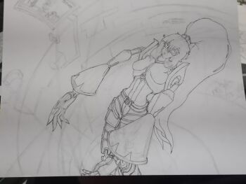 1girl el_shaddoll_winda highres lineart neptuno_arts non-web_source original winda_(yu-gi-oh!) yu-gi-oh!