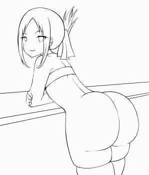 1girl animated animated_gif ass ass_shake bouncing_ass crossed_arms highres huge_ass kaguya-sama_wa_kokurasetai_~tensai-tachi_no_renai_zunousen~ monochrome shinomiya_kaguya solo strapless thighhighs tight_clothes tube_top zonen404