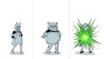 1girl animal_ears arknights bloated bulging_eyes cat_ears crying death dress explosion full_body halterneck hand_on_own_stomach highres infection_monitor_(arknights) inflation monochrome multiple_views off-shoulder_dress off_shoulder pregnant shadow shoes simple_background spot_color standing teasmacker trembling white_background