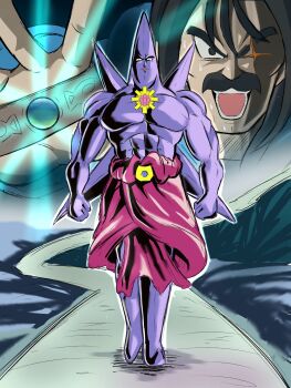 2boys broly_(dragon_ball_z) chest_jewel dragon_ball dragonball_z fusion gen_1_pokemon highres m_s_paragus mega_pokemon mega_starmie multiple_boys muscular muscular_male nintendo paragus_(dragon_ball_z) pokemon pokemon_(creature) pokemon_legends:_z-a standing starmie topless_male