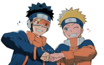 Rule 34 | 2boys, :d, ;d, black eyes, black hair, blonde hair, blue eyes, blue jacket, commentary request, facial mark, fist bump, forehead protector, goggles, jacket, konohagakure symbol, korean commentary, long sleeves, looking at another, male focus, msggaduk01, multiple boys, naruto (classic), naruto (series), naruto shippuuden, one eye closed, open mouth, orange jacket, short hair, smile, spiked hair, teeth, time paradox, uchiha obito, upper body, uzumaki naruto, whisker markings, white background