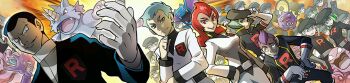 6+boys 6+girls aqua_hair archer_(pokemon) ariana_(pokemon) ariga_hitoshi belt black_belt black_hair black_hat black_pants black_shirt blue_eyes blue_hair closed_mouth facial_hair fangs floating flying gen_1_pokemon giovanni_(pokemon) gloves golbat green_eyes green_hair grey_belt grey_gloves grimer grin hand_on_headwear hand_on_own_chin hand_on_own_hip hat holding holding_poke_ball holding_whip horns koffing long_hair multiple_boys multiple_girls nidoking nintendo official_art open_mouth pants petrel_(pokemon) poke_ball poke_ball_(basic) pokemon pokemon_(creature) pokemon_frlg pokemon_hgss proton_(pokemon) purple_hair red_eyes red_hair rhydon shirt short_hair single_horn skull_and_crossbones smile team_rocket team_rocket_grunt team_rocket_uniform third-party_source v-shaped_eyebrows very_short_hair whip white_gloves white_pants white_shirt