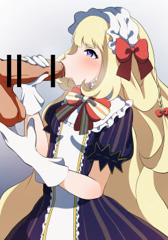 1boy 1girl absurdres bad_id bad_pixiv_id blonde_hair buna_pon censored fellatio grimms_notes highres laura_(grimms_notes) long_hair oral penis profile solo_focus source_request