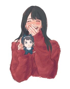 Rule 34 | 1girl, 6w6uwu, bang dream!, bang dream! it's mygo!!!!!, black hair, blush, commentary, commentary request, english commentary, hand up, korean commentary, long hair, long sleeves, okada mei, photo-referenced, real life, red sweater, solo, sweater, voice actor, voice actor connection, yahata umiri