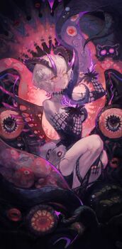 Rule 34 | 1girl, absurdres, artoria pendragon (fate), blonde hair, commentary, english commentary, fate/grand order, fate (series), glasses, highres, horns, looking at viewer, maccha (mochancc), mysterious heroine x alter (fate), mysterious idol x alter (fate), short hair, solo, tentacles, wings, yellow eyes