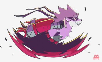 belt digimon digimon_(creature) mask pastelmon_art red_eyes running smile teeth wolvermon