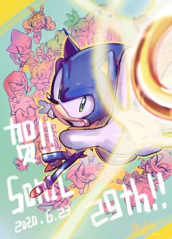 4girls 6+boys :o ;) amy_rose anniversary bird_boy blaze_the_cat chao_(sonic) charmy_bee cheese_(sonic) closed_eyes cream_the_rabbit dark_chao dated espio_the_chameleon everyone fox_boy furry furry_female furry_male gloves goggles goggles_on_head grin hedgehog_boy hedgehog_girl hero_chao highres jet_the_hawk knuckles_the_echidna looking_at_another looking_up metal_sonic milifeimili multiple_boys multiple_girls one_eye_closed outstretched_arm reaching reaching_towards_viewer ring_(sonic) rouge_the_bat shadow_the_hedgehog shoes silver_the_hedgehog smile sneakers sonic_(series) storm_the_albatross tail thumbs_up vector_the_crocodile wave_the_swallow white_gloves