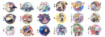 4girls 6+boys aerodactyl alder_(pokemon) alolan_exeggutor alolan_form arm_up armor belt black_cape black_coat black_hair black_pants blonde_hair blue_eyes blue_oak brown_hair calyrex calyrex_(rider) cape charizard charizard_pose chibi chibi_only closed_mouth coat commentary_request crossed_arms cynthia_(pokemon) cynthia_(sygna_suit)_(renegade)_(pokemon) deoxys diantha_(pokemon) diantha_(special_costume)_(pokemon) dragonite garchomp gardevoir geeta_(pokemon) gen_1_pokemon gen_3_pokemon gen_4_pokemon gen_5_pokemon gen_7_pokemon gen_8_pokemon giratina glastrier glimmora green_hair green_hat hair_ornament hair_rings hat highres hydreigon iris_(pokemon) jacket keldeo lance_(pokemon) legendary_pokemon leon_(holiday_2021)_(pokemon) leon_(pokemon) long_hair looking_at_viewer metagross milotic multiple_boys multiple_girls mythical_pokemon nintendo open_clothes open_jacket outstretched_arm pants pidgeot pikachu pointing pokemon pokemon_(creature) pokemon_bw pokemon_bw2 pokemon_dppt pokemon_emerald pokemon_frlg pokemon_hgss pokemon_lgpe pokemon_masters_ex pokemon_oras pokemon_rse pokemon_sv pokemon_swsh pokemon_xy purple_pants red_(pokemon) red_(sygna_suit)_(thunderbolt)_(pokemon) red_hair shirt shoes short_hair smile spiked_hair standing steven_stone steven_stone_(special_costume) steven_stone_(sygna_suit) stoutland vest volcarona wallace_(pokemon) white_cape white_coat white_hat white_shoes y_(nekoyanagi)