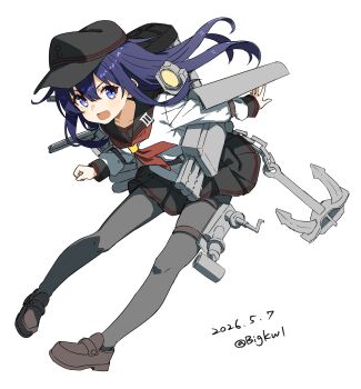 Rule 34 | 1girl, absurdres, akatsuki (kancolle), akatsuki kai ni (kancolle), anchor, badge, bigkwl, black hair, black hat, black sailor collar, black skirt, blue eyes, commentary request, dated, flat cap, full body, grey pantyhose, hat, highres, kantai collection, long hair, neckerchief, one-hour drawing challenge, pantyhose, pleated skirt, red neckerchief, rigging, sailor collar, sailor shirt, searchlight, shirt, simple background, skirt, smile, solo, twitter username, white background, white shirt
