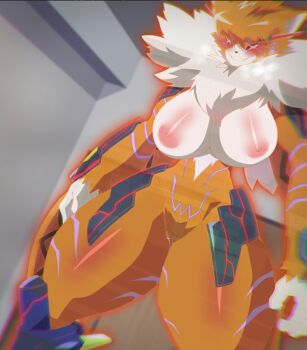 +_+ 1girl animal_ears armor aura bedroom blush breasts cat_ears cat_girl cat_tail claws crazy_eyes crazy_smile digimon digimon_ghost_game fangs fur_collar furry furry_female glowing_markings highres large_breasts looking_at_viewer meicrackmon_vicious_mode nipples pussy pussy_juice red_eyes screencap sharp_nails sharp_teeth smile solo tail teeth thick_thighs thighs third-party_edit wide_hips