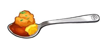 artist_request curry curry_rice food food_focus fried_food game_cg garnish nintendo no_humans official_art pokemon pokemon_swsh rice spoon third-party_source transparent_background