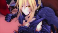 1boy 1girl 3d 6pa_mmd ahegao animated armor artoria_pendragon_(fate) artoria_pendragon_(lancer_alter)_(fate) blonde_hair breasts cum cum_in_pussy dark-skinned_male dark_skin fate/grand_order fate_(series) fertilization hetero highres impregnation interracial medium_breasts ovum sex sex_from_behind sound sperm_cell tagme vaginal video yellow_eyes
