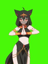 1girl ancient_egyptian_clothes animal_ears animated annoyed bare_shoulders belly_dancer belly_dancing black_hair breasts center_opening closed_eyes closed_mouth cowboy_shot dancing egyptian_trend_(meme) fox_ears fox_girl highres hololive hyde_(tabakko) kurokami_fubuki looking_at_viewer medium_breasts mouth_veil navel own_hands_clasped pelvic_curtain red_eyes shirakami_fubuki tagme veil video virtual_youtuber