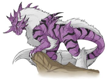 arcanine claws fusion gen_1_pokemon horns lowres mane nidoking nintendo no_humans pokemon pokemon_(creature) single_horn solo spikes tail