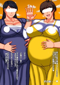 2girls absurdres amaha_masane breasts censored highres huge_breasts multiple_girls papepox2 pregnant soho_reina witchblade