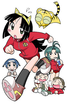 >_< 5girls animal_ear_hairband animal_ears animal_hair_ornament antenna_hair aqua_eyes black_hair black_outline black_socks black_tail blue_eyes blunt_bangs blunt_ends blunt_sidelocks blush blush_stickers bottle breasts brown_footwear brown_hair buruma clenched_hands closed_eyes closed_mouth collar collared_jacket colored_sclera cub dhole_(toranoana) drinking drinking_straw eyelashes fake_animal_ears full_body green_eyes green_footwear green_hair green_sclera green_socks gym_uniform hair_intakes hairband headband hime_cut holding holding_bottle jacket kneehighs knees_together_feet_apart kodomo_(toranoana) kuromimi_kotora legs_apart legs_together light_brown_hair logo_print long_sleeves medium_breasts miko_(toranoana) mukku_(mook-tv) multiple_girls name_tag official_art open_mouth outline paw_print print_jacket red_buruma red_collar red_jacket running ruru_(toranoana) second-party_source short_hair short_sleeves sidelocks simple_background sleeve_cuffs smile socks sportswear standing straight_hair striped_fur striped_tail sweatdrop tail tiger tiger_ears tora_da_yo. toranoana towel towel_around_neck two_side_up white_background white_headband white_sleeves yamane_(toranoana) yellow_fur yellow_hairband yellow_tail zipper