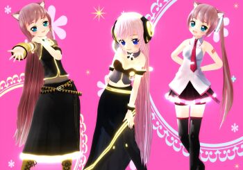 1girl 3d armband artist_request belt black_shirt black_skirt black_thighhighs blue_eyes blue_nails boots breasts crossed_arms crossed_legs detached_sleeves full_body gold_boots gold_trim hairband happy headphones headset highres jewelry kei_(keigarou) knee_boots lace-up_boots light_smile long_hair long_legs long_skirt looking_at_viewer looking_to_the_side medium_breasts megurine_luka megurine_luka_(vocaloid4) midriff mikumikudance_(medium) nail_polish navel necktie non-web_source number_tattoo official_art piano_print pink_hair see-through_clothes see-through_sleeves shirt short_sleeves shoulder_tattoo side_ponytail side_slit single_detached_sleeve skinny skirt sleeveless sleeveless_shirt smile solo source_request tattoo thighhighs transparent_background very_long_hair vocaloid watson_cross wedge_heels